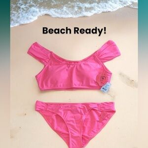 NWT Coral Tropics Apollo Swimwear 2 Piece Suit Lipstick Pink Bloomingdale’s XL